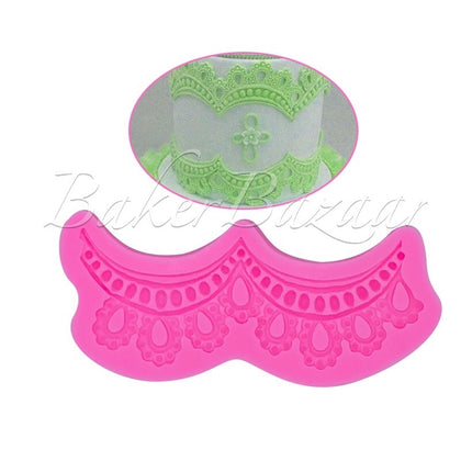 Fondant Mould Necklace Style Lace Border Shape - Silicone Fondant Clay Marzipan Mould.