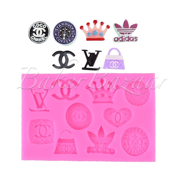 Fondant Mould High End Brands- LV,Channel, etc Shape 10 Cavity - Silicone  Fondant Clay Marzipan Mould.